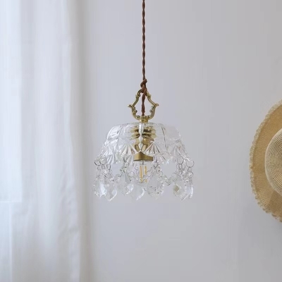 Luminária pendente de vidro retrô francesa de latão 20 cm entrada de luxo varanda