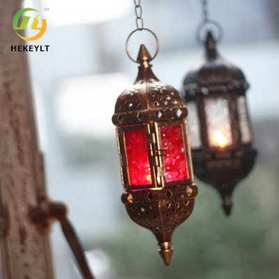 Luz de vidro de suspensão do pendente de Menorah do marroquino do ferro para a casa do casamento