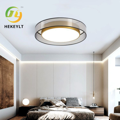 Modern Luxury LED Ceiling Light Ferro ou todo o cobre Circular Flush Mount Light