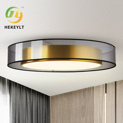 Modern Luxury LED Ceiling Light Ferro ou todo o cobre Circular Flush Mount Light
