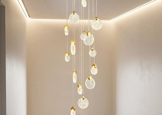 Escada de gerencio postmoderno 265V Crystal Glass Ceiling Lights da altura 2m