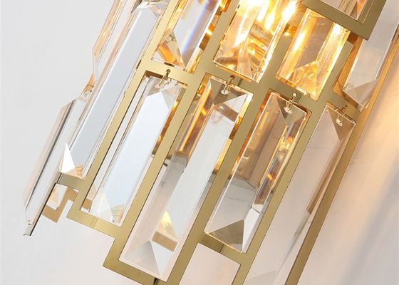 Ouro conduzido Crystal Sconce Lights de 230*500mm brilho interno fixado na parede