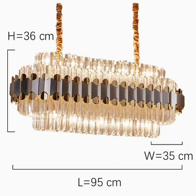 Vidro Crystal Pendant Light do pingo de chuva 240v da largura 35cm do comprimento 95cm