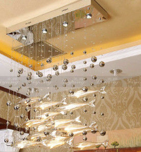 Chrome ou decoração dada forma da casa do pendente G4 peixes claros modernos de vidro de prata