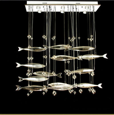 Chrome ou decoração dada forma da casa do pendente G4 peixes claros modernos de vidro de prata