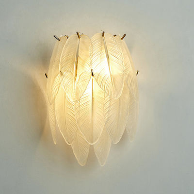 G9 o ferro Art Golden Feather Crystal Wall ilumina 25cm para o quarto