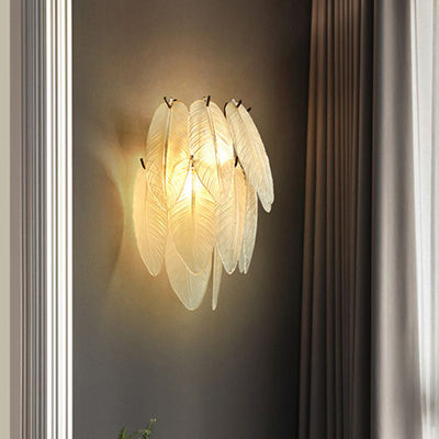 G9 o ferro Art Golden Feather Crystal Wall ilumina 25cm para o quarto