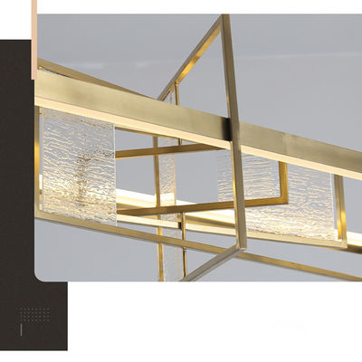 Diodo emissor de luz Tan Hardware Plating dourada + luz moderna do pendente do metal geométrico acrílico