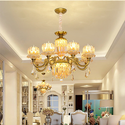 Sala de visitas interna que pendura o estilo moderno luxuoso de Crystal Pendant Light Glass Gold