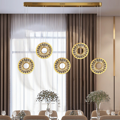 Luxo moderno de Ring Creative Nodic Villa Led Crystal Pendant Light Custom Fancy