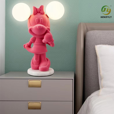 Desenhos animados Mickey Mouse For Girl Bedroom da lâmpada de cabeceira do vidro G4 da resina