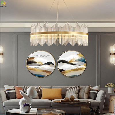 Ferro E14 que galvaniza a casa Art Baking Paint Gold de Crystal Nordic Pendant Light For