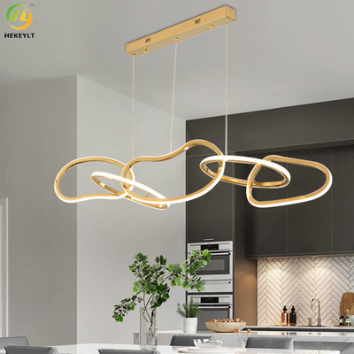 Círculo moderno da luz cinco do pendente da cozinha de aço inoxidável da gota do silicone para a sala de visitas