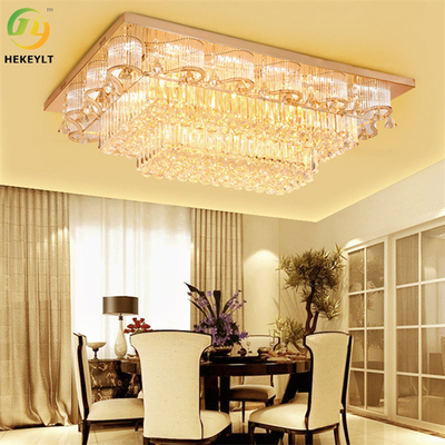 Ouro luxuoso clássico Crystal Ceiling Lamp Led Bulb moderno E14 baixo