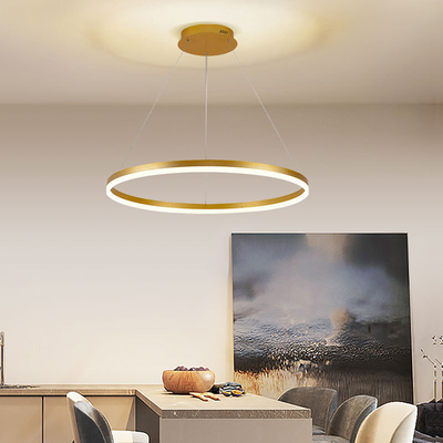 Sala moderna acrílica de alumínio do diodo emissor de luz Ring Chandelier Lighting For Dining do teto