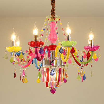 Vidro Crystal Chandelier Colorful Dreaming Lovely Macaron do candelabro do quarto das crianças