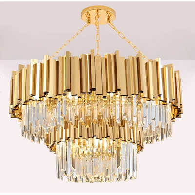 Metal luxuoso claro Crystal Chandelier For Living Room E14