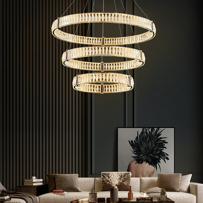 Sala de visitas personalizada de Crystal Pendant Light Apartment Artistic do ouro do diodo emissor de luz