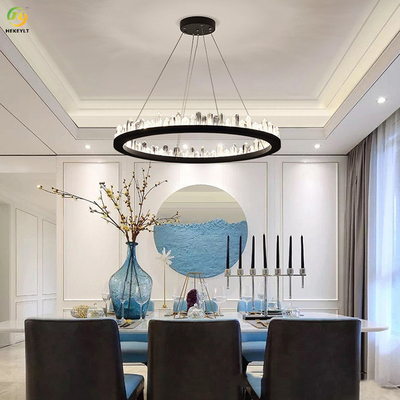 Sala moderna redonda Crystal Lamp do diodo emissor de luz Ring Light Luxury Atmosphere Living