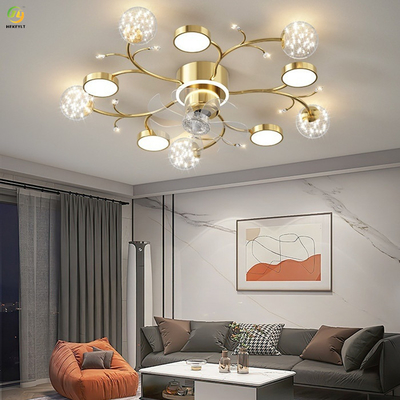 Ventilador de teto Nordic Simples 3500k LED para interior, luz branca quente, iluminação residencial de luxo