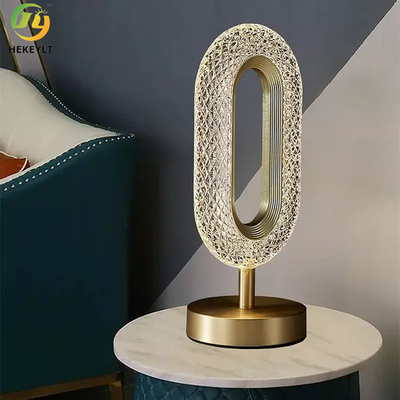 Candeeiros de cabeceira modernos de 12 cm quarto oval dourado acrílico metal led