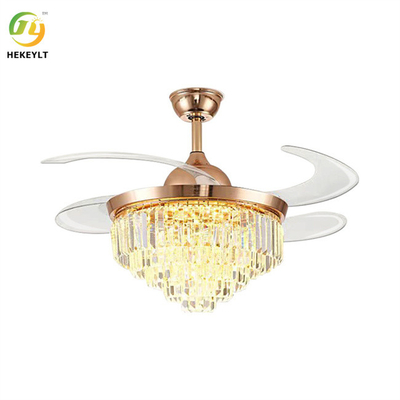 Diodo emissor de luz Smart Crystal Rose Gold Ceiling Fan Light de 42 polegadas com controlo a distância