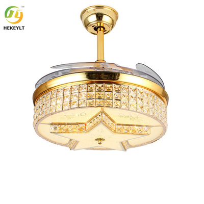 72W diodo emissor de luz Smart Crystal Gold Ceiling Fan Light de um Downrod de 42 polegadas com controlo a distância
