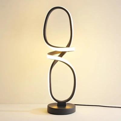 Preto moderno nórdico do candeeiro de mesa minimalista da cabeceira do metal do diodo emissor de luz geométrico