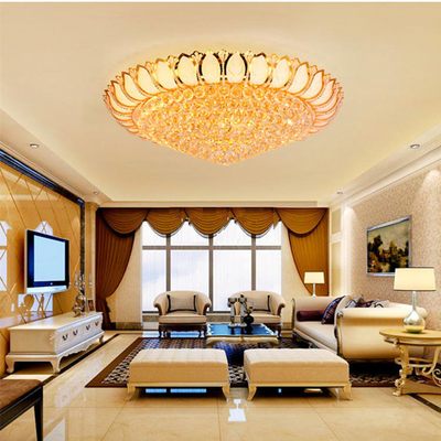 Candelabro luxuoso do ouro do quarto de Crystal Led Ceiling Light Round