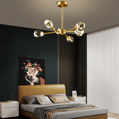 Todo o Crystal Chandelier Modern Minimalist Ice de cobre Ling Dining Room Bedroom Lamp