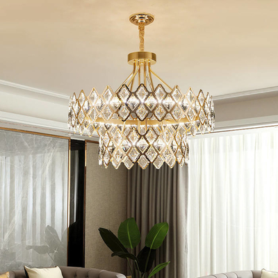 Ouro do diodo emissor de luz que pendura o quarto luxuoso moderno da sala de Crystal Glass Chandelier For Living