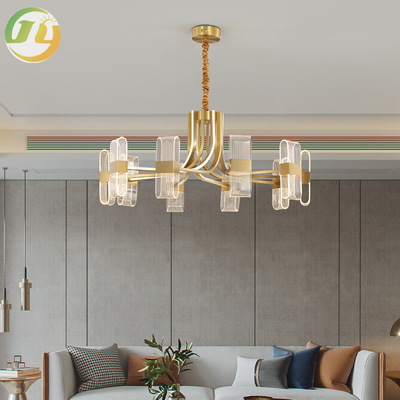 O clássico simples luxuoso nórdico do ouro conduziu o candelabro da luz do pendente para o quarto da sala de jantar da sala de visitas