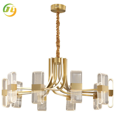 O clássico simples luxuoso nórdico do ouro conduziu o candelabro da luz do pendente para o quarto da sala de jantar da sala de visitas