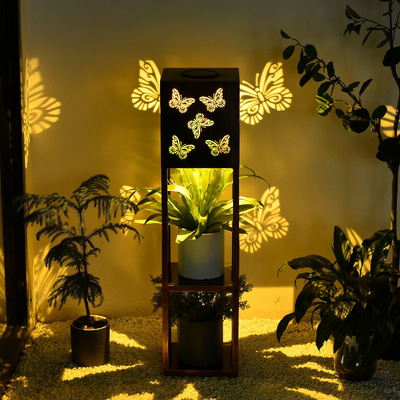 Luz impermeável exterior solar do jardim do suporte de flor da casa de campo do jardim da luz da projeção da borboleta