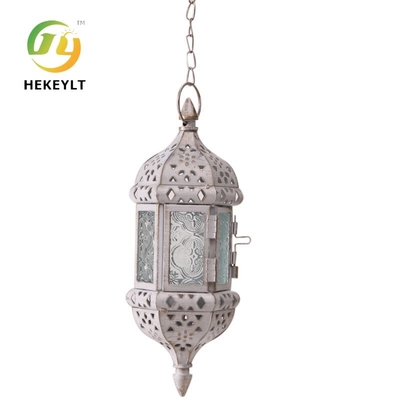 Luz de vidro de suspensão do pendente de Menorah do marroquino do ferro para a casa do casamento