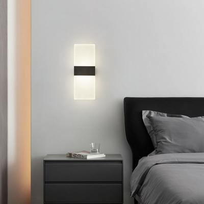Lâmpada de parede LED Moderna Simples Retangular Transparente Quarto de dormir Sala de estar Restaurante Hotel