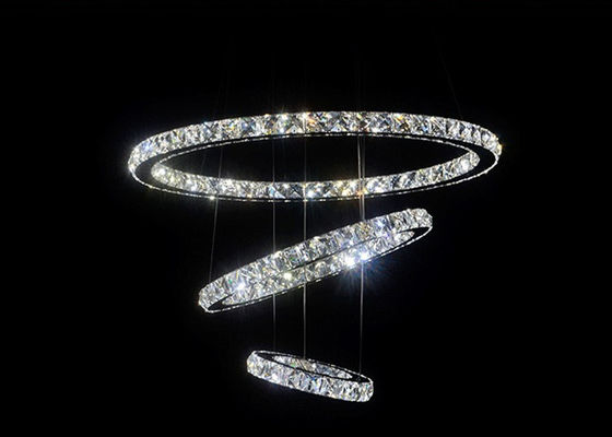 Diamond Crystal Chrome Mirror Finish 64W Ring Light moderno de aço inoxidável