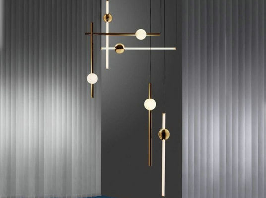luzes modernas do pendente do diodo emissor de luz da sala de jantar dourada combinável de 100*600mm
