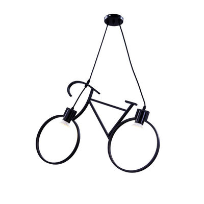 Suporte moderno da luz do pendente do ferro da bicicleta E27 preta branca