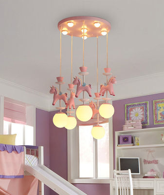 Luz moderna cor-de-rosa nórdica do pendente da sala E27 da criança com cinco ou três cabeças