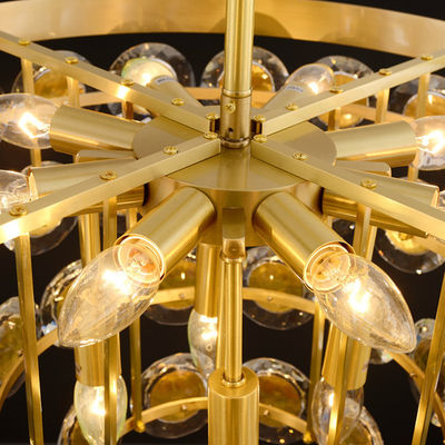 Luz de aço inoxidável de Crystal Chandelier do ouro interno da decoração E14