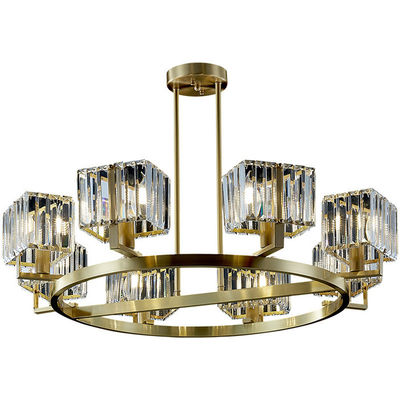 Luxo nórdico de suspensão de cobre puro da fonte luminosa de Crystal Chandelier E14