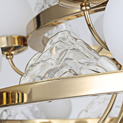 O ouro do ferro ordenha o pendente de suspensão moderno de vidro branco ilumina a fonte G9 luminosa
