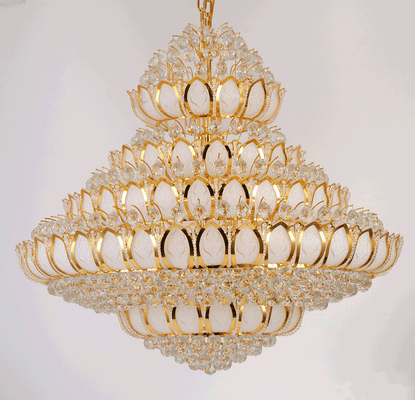 O vidro dourado E14 conduziu Crystal Pendant Light 2700k Crystal Ceiling Lights