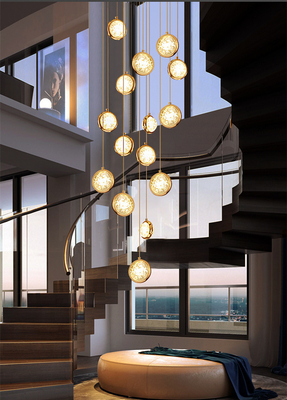 Hotel interno Crystal Pendant Light Height moderno da sala de exposições 300cm