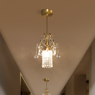Apartamento feito sob encomenda Crystal Gold Pendant Light moderno D23*H30cm