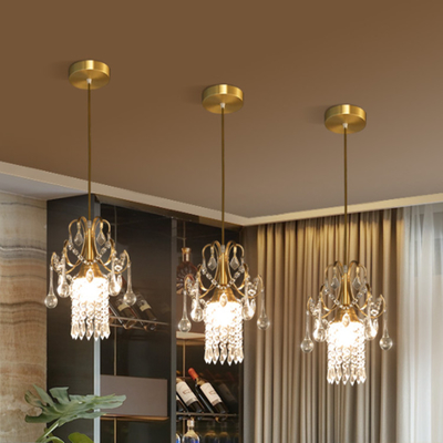Apartamento feito sob encomenda Crystal Gold Pendant Light moderno D23*H30cm