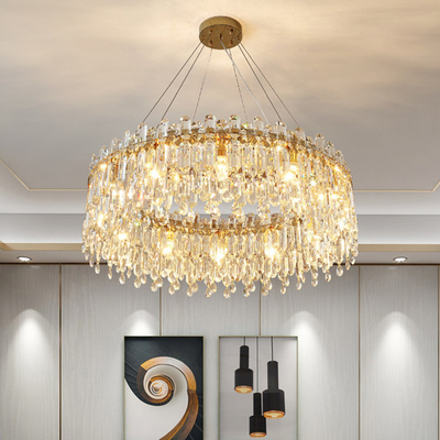 Ouro extravagante Crystal Pendant Lamp Bedroom Decorative 110lm